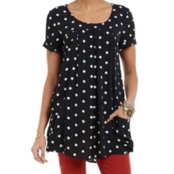 Anthropologie‎ Holding Horses Black/white polka dot tunic top blouse size small - Picture 1 of 6